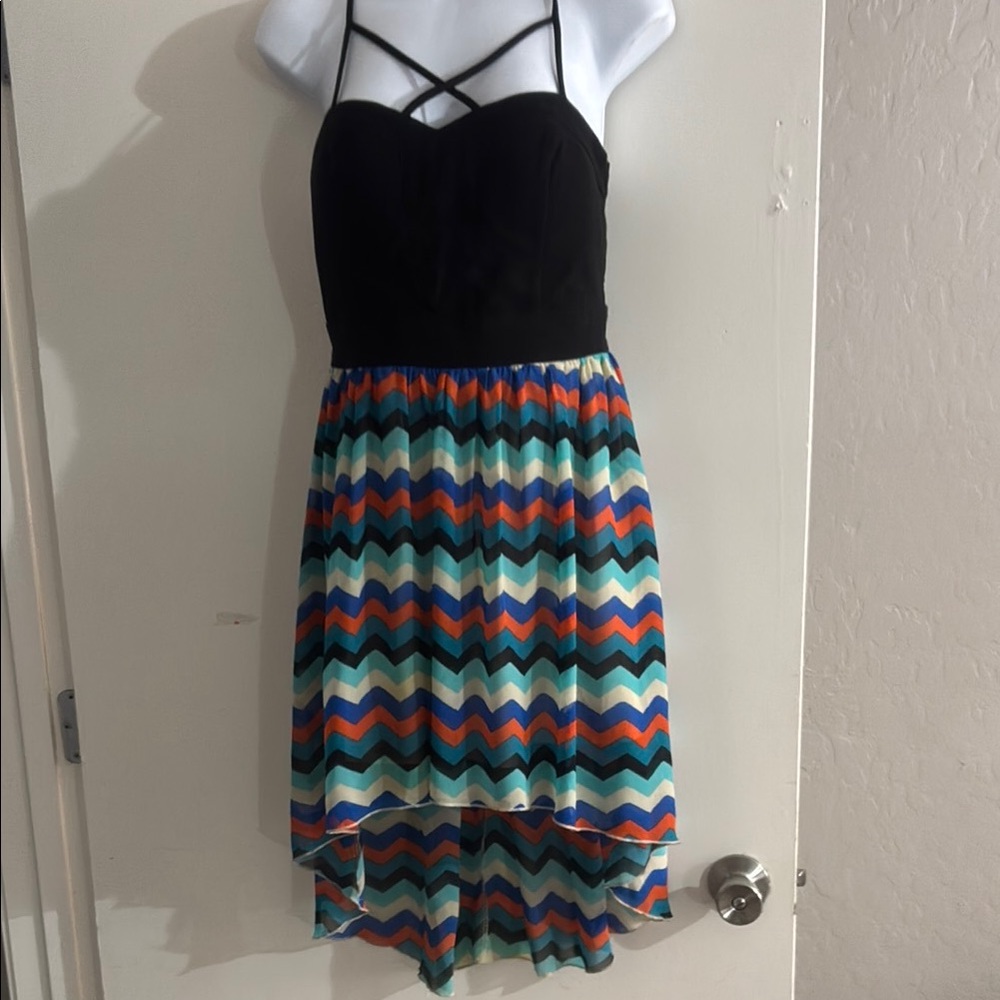 Papaya Black and Multicolor One Shoulder Dress
